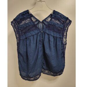 GAP 1969 Premium V-Neck Lace Top Navy size L